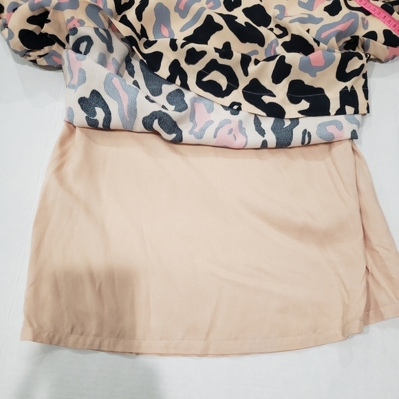 Olivaceous round neck short sleeves multicolored animal print mini tunic - Picture 8 of 10